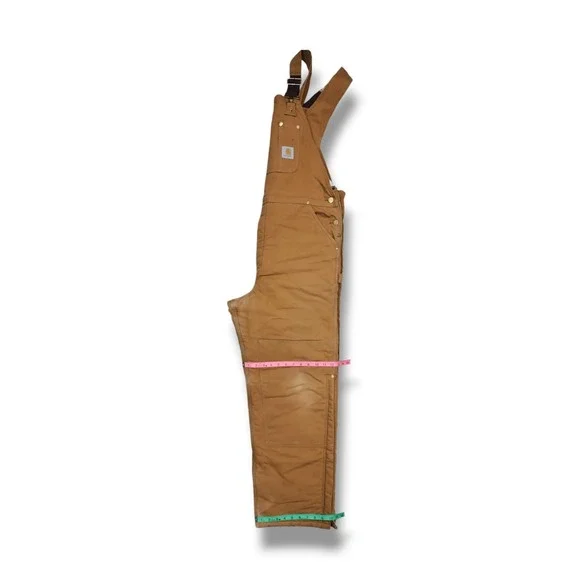 Carhartt Brown R03 BIB Overalls Men's 40 X 32 Insulated Quilted